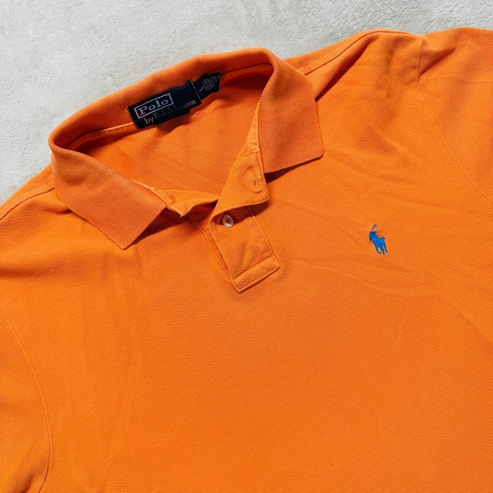 Vintage Polo Ralph Lauren Shirt Men's Large Orange Blue Pony Preppy‎ Y2K Cotton